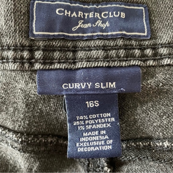 Charter Club Women’s Black High Waist Denim Curvy Slim Jeans Pants Size 16 Short - Picture 6 of 9